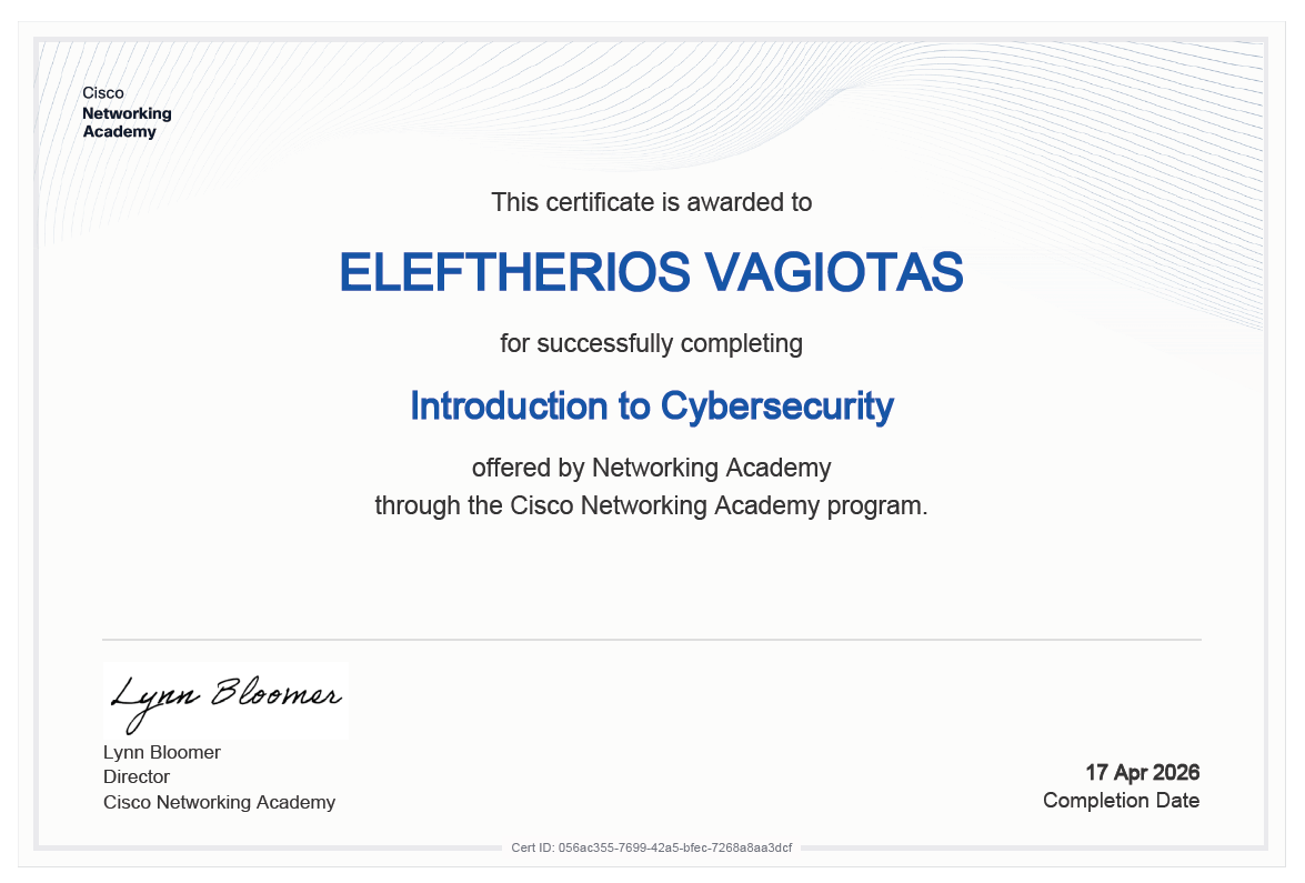 Cisco Introduction to Cybersecurity